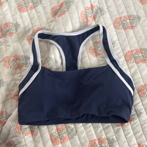 NVGTN Deep Blue Sports Bra with White Trim small